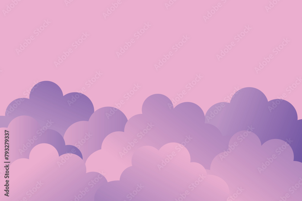 Purple gradient abstract clouds for background, presentation, banner, poster, card. Vector illustration.