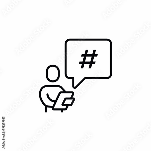 Phone user speech bubble hash tag icon