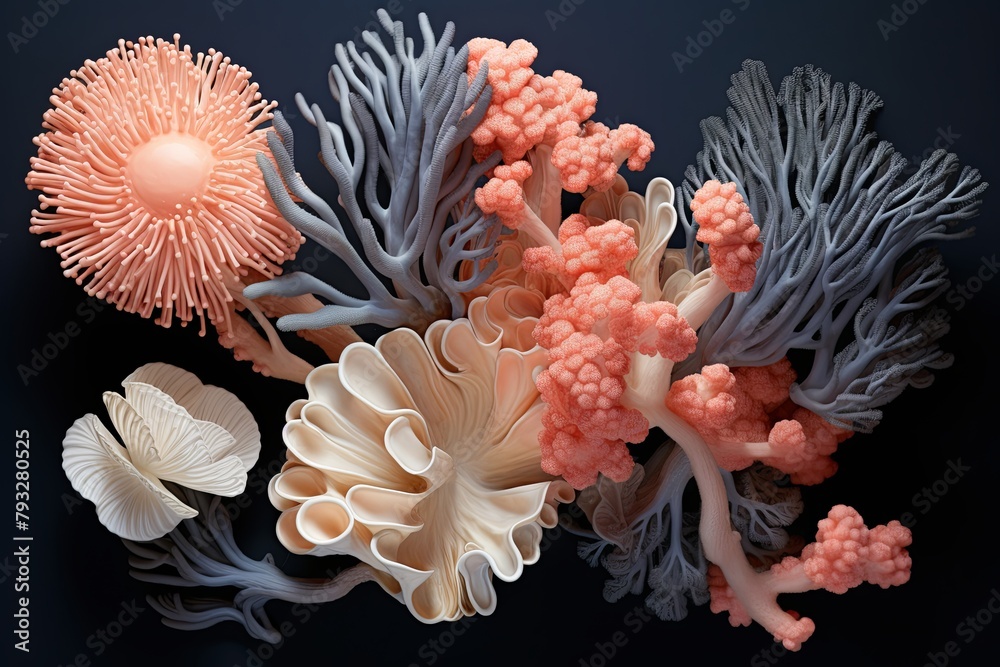 Obraz premium Deep Sea Color Palettes: Atlantic Depth Monochromes with Coral Accents