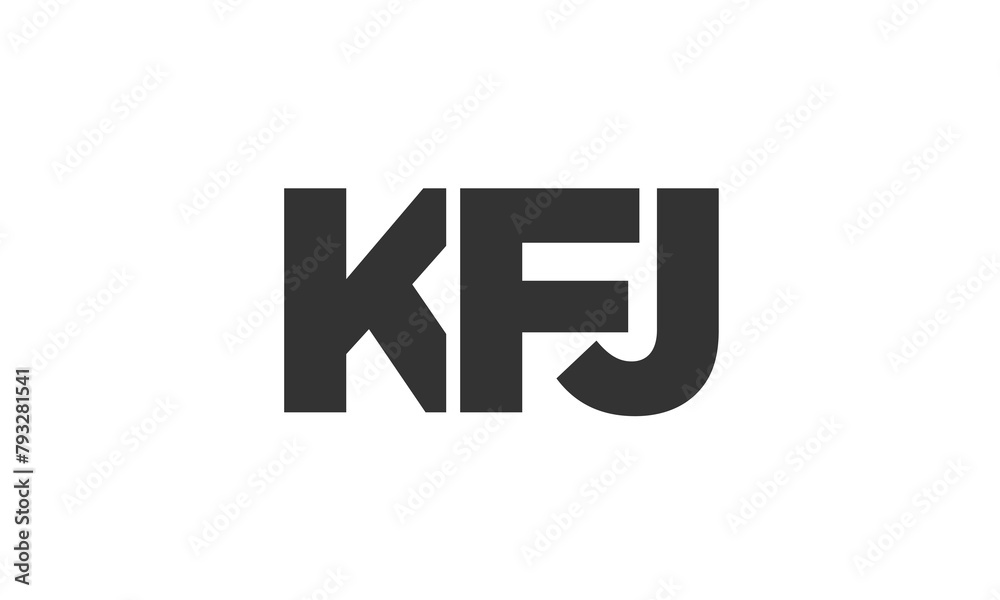 KFJ logo design template with strong and modern bold text. Initial based vector logotype featuring simple and minimal typography. Trendy company identity. KFJ logo design template with strong and modern bold text. Initial based vector logotype featuring simple and minimal typography. Trendy company identity.