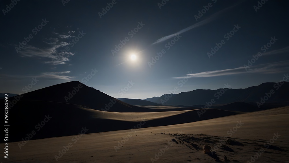 Night's Veil Moon's Shadow Adorns the Dusky Horizon