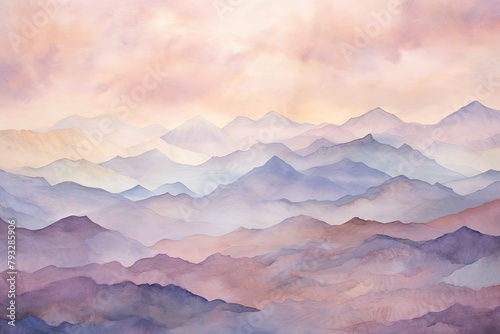 Pastel Dreamscape: Dawn Colored Dreamy Mountain Landscape Texture photo
