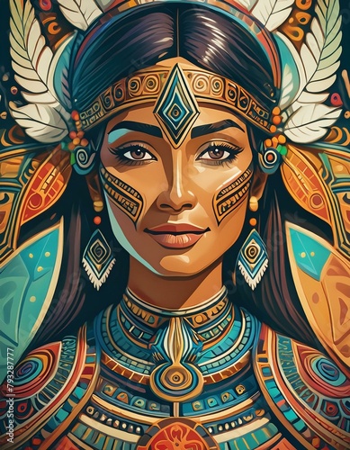 retrato de bella mujer indígena de Indoamérica  photo