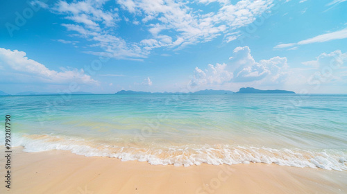 Tropical paradise - holiday destination, pacific or caribbean island, beautiful beach, palm trees and blue ocean