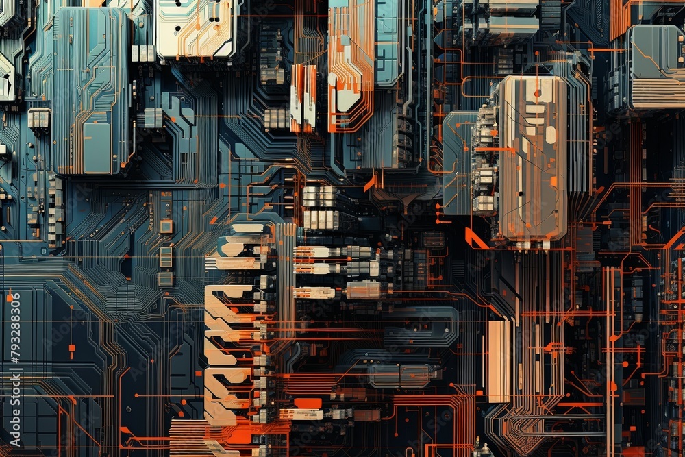 Motherboard Skyscraper Symphony: Urban Tech Abstracts