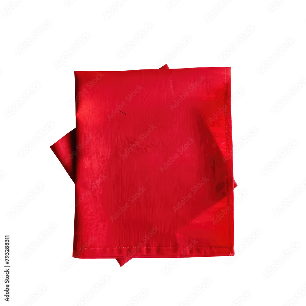 An eye catching top view image of a red kitchen napkin elegantly placed on a table perfectly folded for a mockup with ample space for text Captured in a minimalistic flat lay style this hig An eye catching top view image of a red kitchen napkin elegantly placed on a table perfectly folded for a mockup with ample space for text Captured in a minimalistic flat lay style this hig