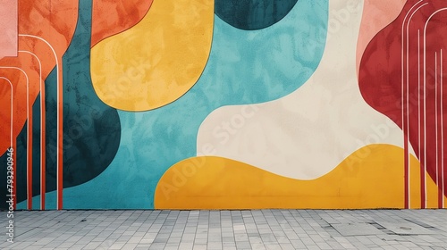 Colorful abstract mural on a wall