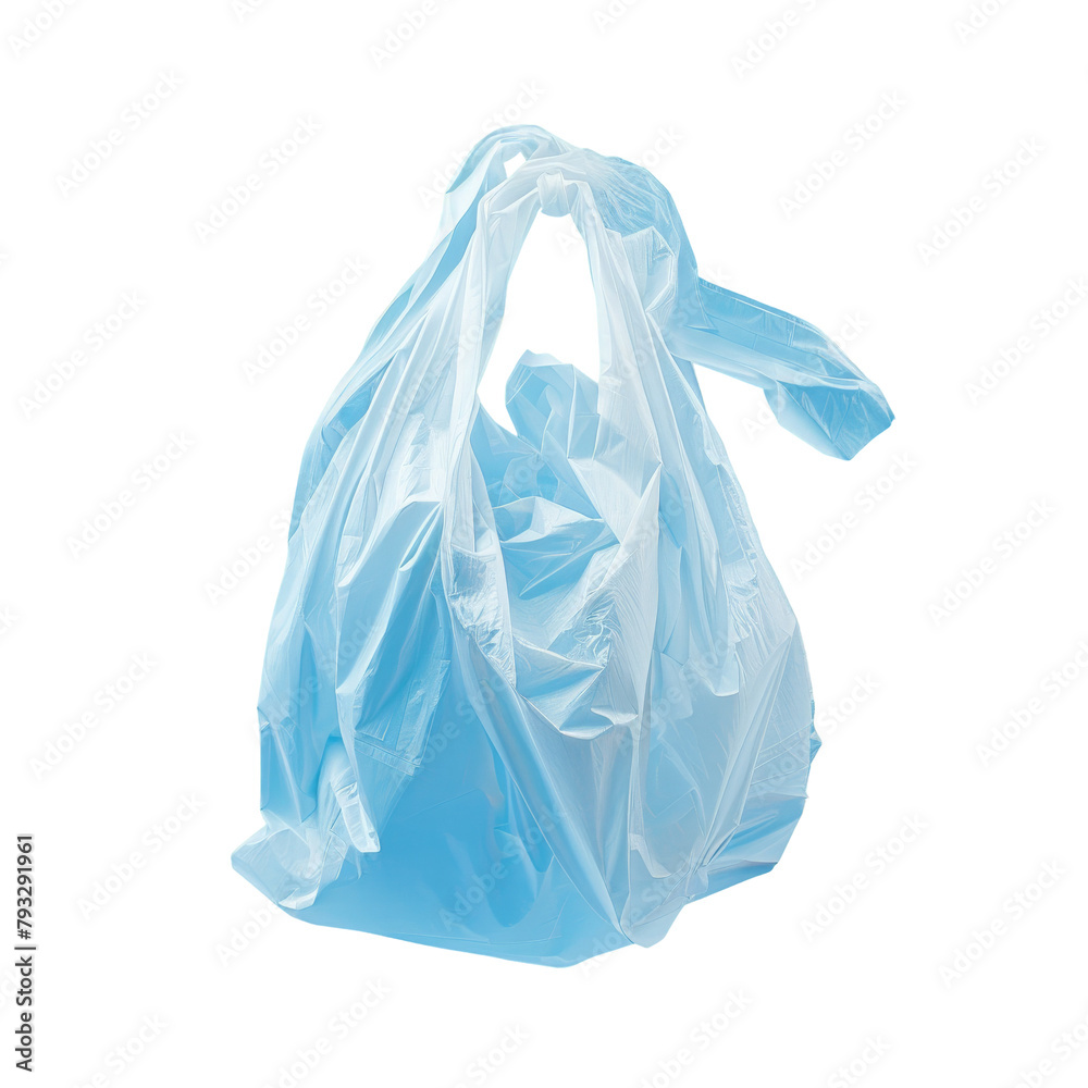 A plastic bag against a blue backdrop isolated on transparent background