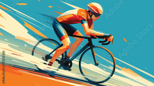 Vector illustration of cyclist on bike biker and bi