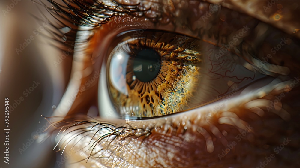 Complex Textured Brown Iris Human Eye Close-Up Complex Textured Brown Iris Human Eye Close-Up