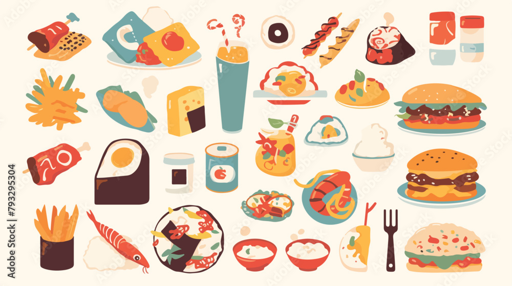 Vector illustration of food icon 2d flat cartoon va