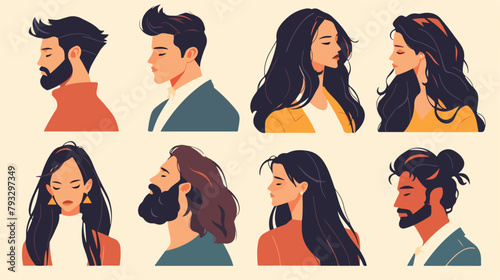 Vector illustration of men with stylish beards and