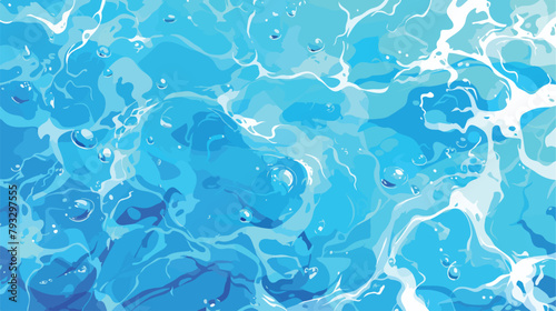 Vector illustration of realistic blue wavy water wi photo