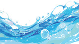 Vector illustration of realistic blue wavy water wi