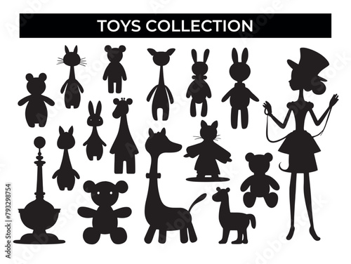 Collection of Silhouettes of Various Toys