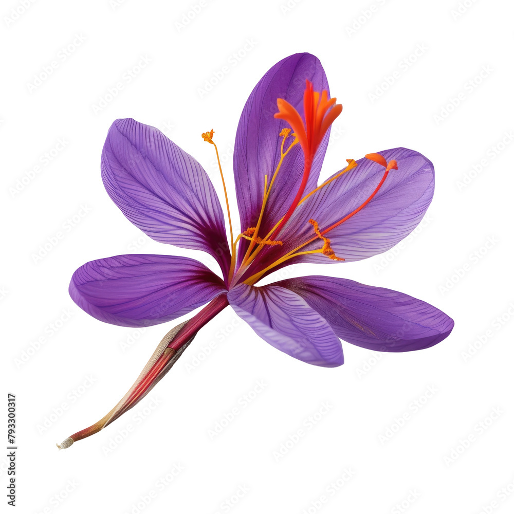 A saffron pistil displayed against a transparent background