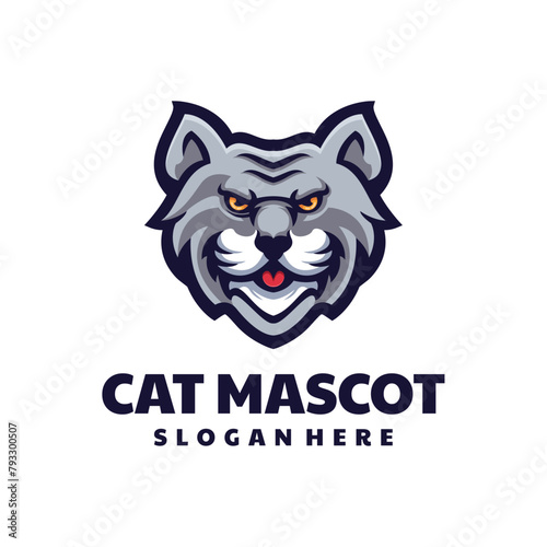 Cat Head Cartoon Character Mascot Logo