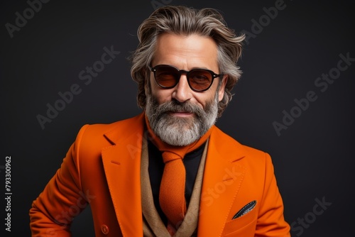 Confident 34 year old spanish man in colorful studio setting with trendy style and charismatic aura
