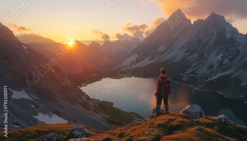 Breathtaking sunset at zittauerhuette in salzburg, austria, europe - mountain lake view