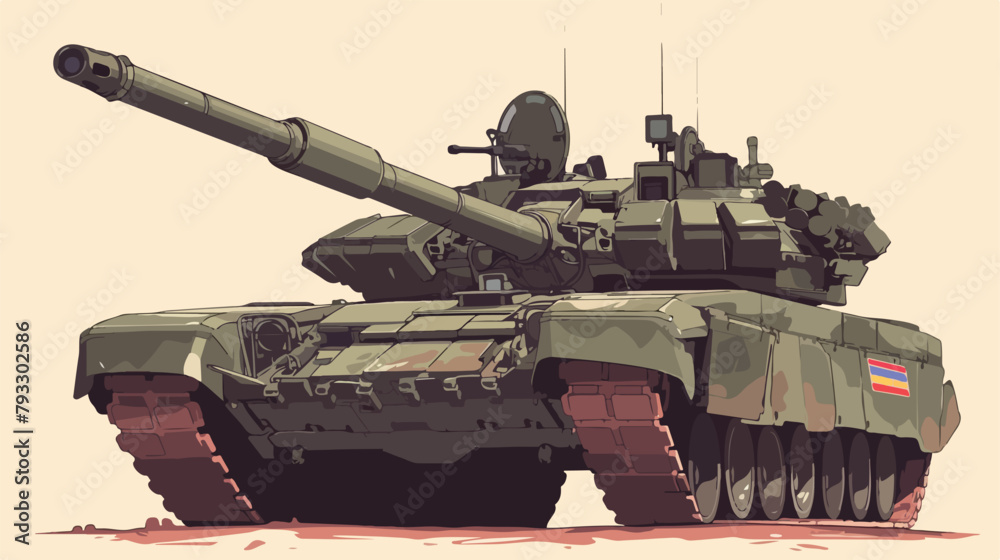 Vector illustration of the battle tank. Military gr