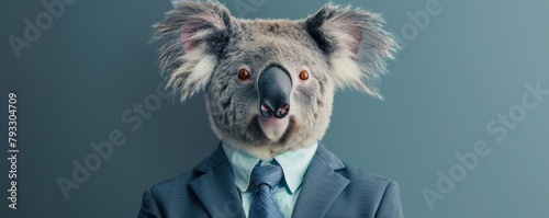 Surreal business koala in suit