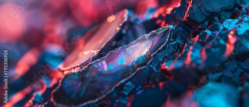 Abstract Texture of Purple Crystals in Close-Up, Macro Bokeh of Mineral Depth, Illuminated Quartz Details