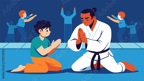 During a tense martial arts tournament a competitor prays for the safety and wellbeing of their opponent putting sportsmanship and empathy