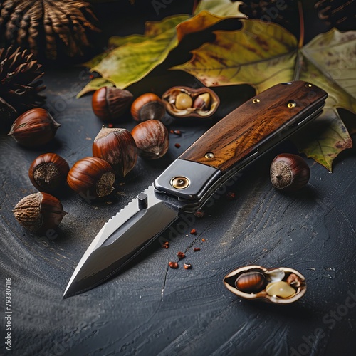 Elegant Utility: High-End Pocket Knife with Chestnut