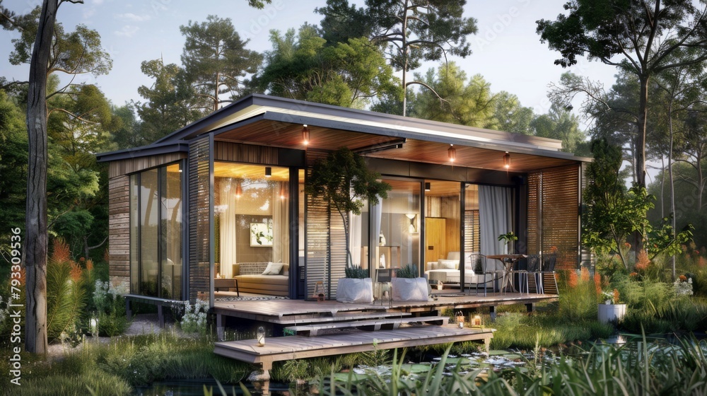 Fototapeta premium Small House Surrounded by Trees