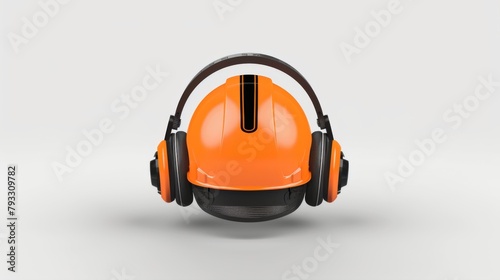 Orange Safety Helmet With Ear Muffs