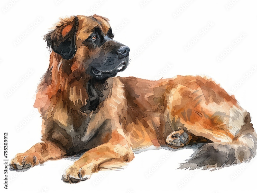 Leonberger watercolor isolated on white background Leonberger watercolor isolated on white background