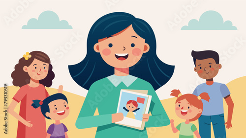 A young girl grins from ear to ear as she presents her first selfpublished book to her family on Young Authors Day a testament to her creative