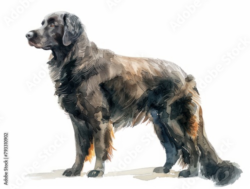 CurlyCoated Retriever watercolor isolated on white background photo