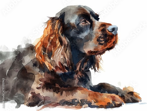 Field Spaniel watercolor isolated on white background photo