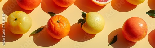 Fruits ripe fresh oranges tangerines citrus. Horizontal banner and poster, header for website. Summer background
