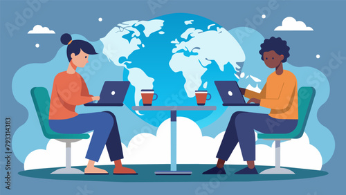 Two friends who live on opposite sides of the world meet up in a virtual coffee shop catching up and chatting away as if they were physically sitting.