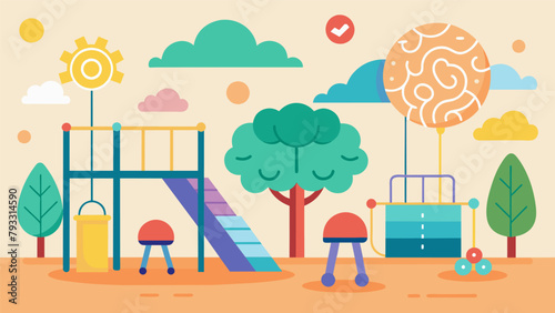 A playground with specially designed equipment that stimulates different areas of a childs brain promoting physical and cognitive development..