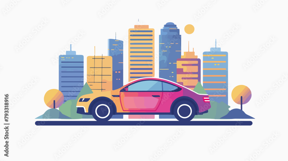  car side and front view. Vector flat style illustration Vector