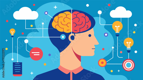 An illustration of a persons brain with different areas highlighted representing the impact of neurotech on specific regions related to moral.