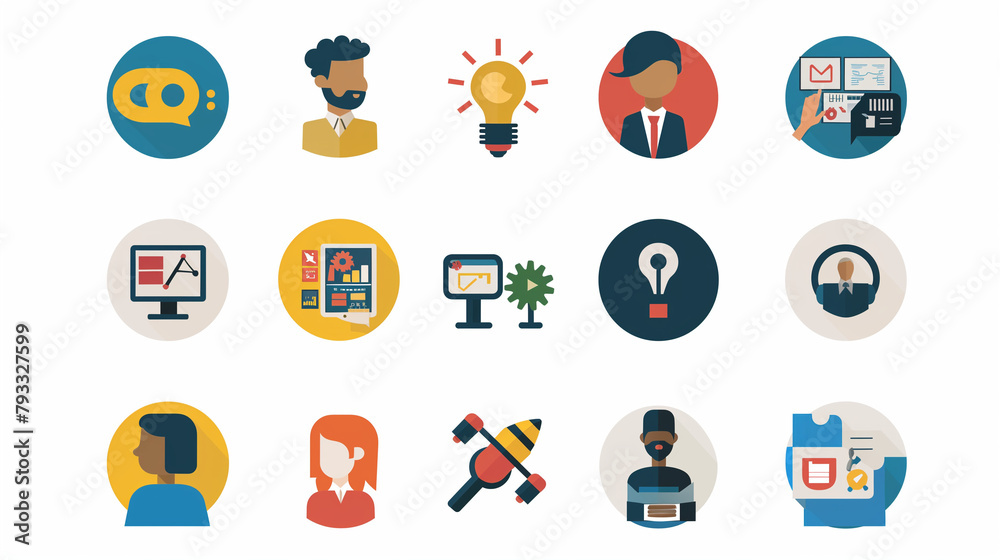 
Workshop icon set. Containing team building, collaboration, teamwork, coaching, problem-solving and education icons. Solid icon collection