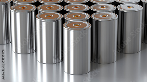 lot lithium traction 4680 accumulator cell for battery modules, mass production batteries high power, energy for electric vehicles, dry electrode, alternative energy development concept, 3d rendering