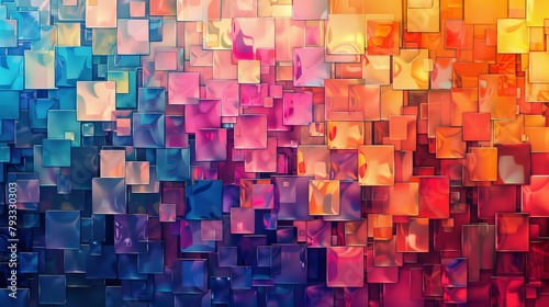 Vibrant abstract background with a mosaic of multicolored squares and rectangles