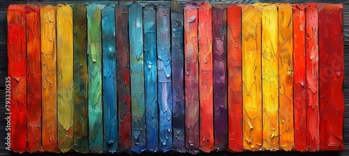 Colorful artistic pencils on rustic surface, inspiring a vibrant spectrum of creative pursuits photo