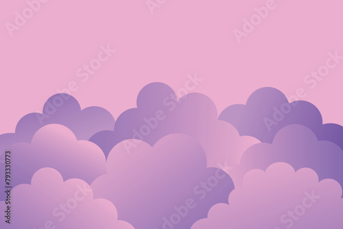 Purple gradient abstract clouds on pink sky for background, presentation, banner, poster, card. Vector illustration.