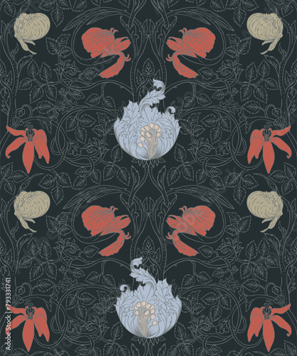 Floral vintage seamless pattern for retro wallpapers. Enchanted Vintage Flowe...