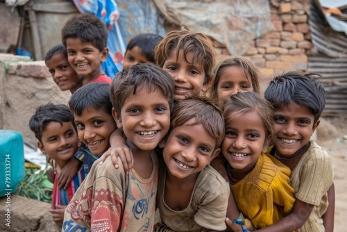portrait of a group of Nepali kids
