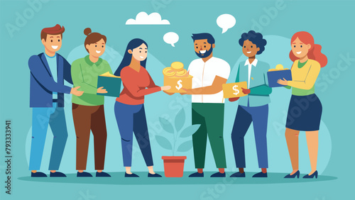 A group of coworkers pool their money together to buy ethicallymade office supplies for their company.