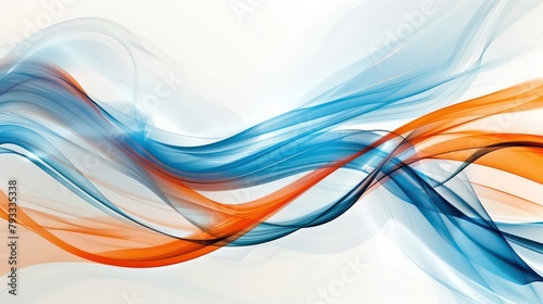 Abstract background with blue and orange smooth lines on white background