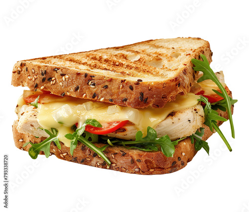 Cheesy chicken melt isolated on transparent background