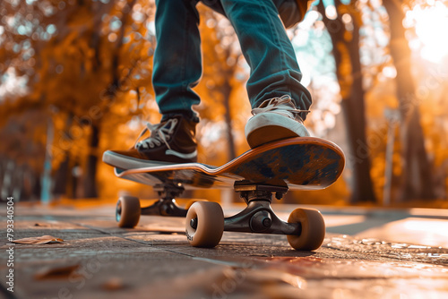 teenager skateboarding in urban park